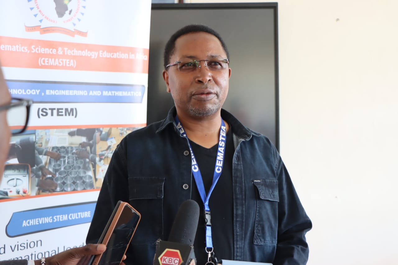 National Trainer and Coordinator of the STEM Boot Camp at CEMASTEA, Mr. Martin Mungai, speaks to the media on Saturday, April, 12, 2026 after the conclusion of the five-day intensive STEM Boot Camp at the Centre for Mathematics, Science and Technology Education in Africa (CEMASTEA), Karen Campus,.