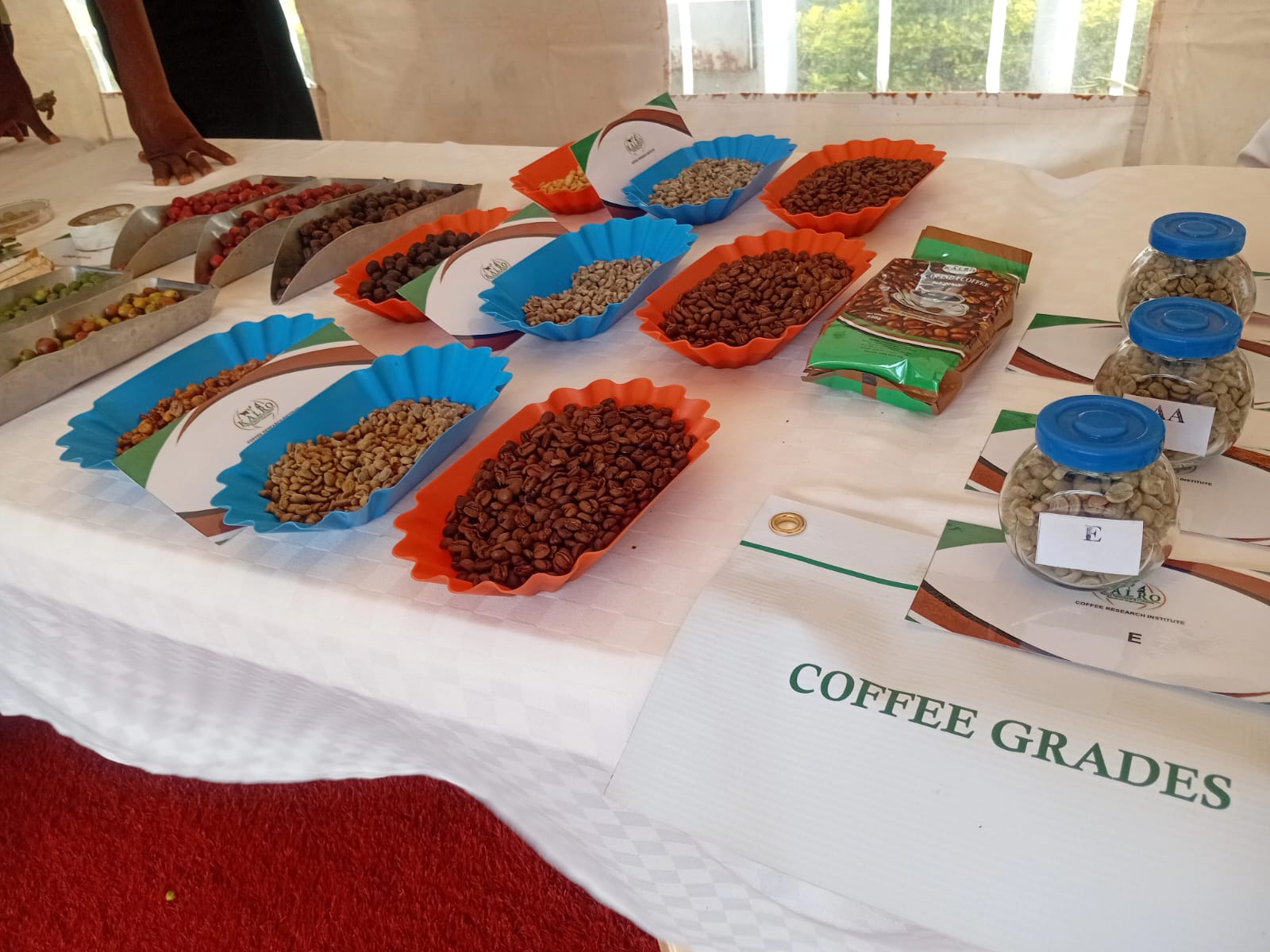  Various coffee varieties on display by Coffee Cooperative societies during the close out of Cofffe Arabika project and opening of the inugural Coffee institute.
