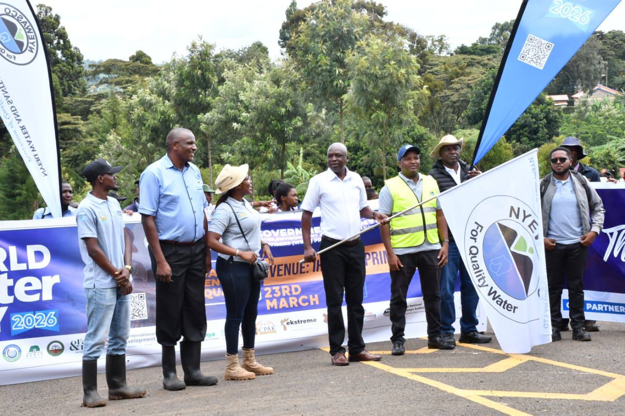 Water and Sanitation Providers Association (WASPA) chair Mr Thomas Odongo flags off celebrations to mark this year’s World Water Day at Ihururu in Tetu on March 23 2026.