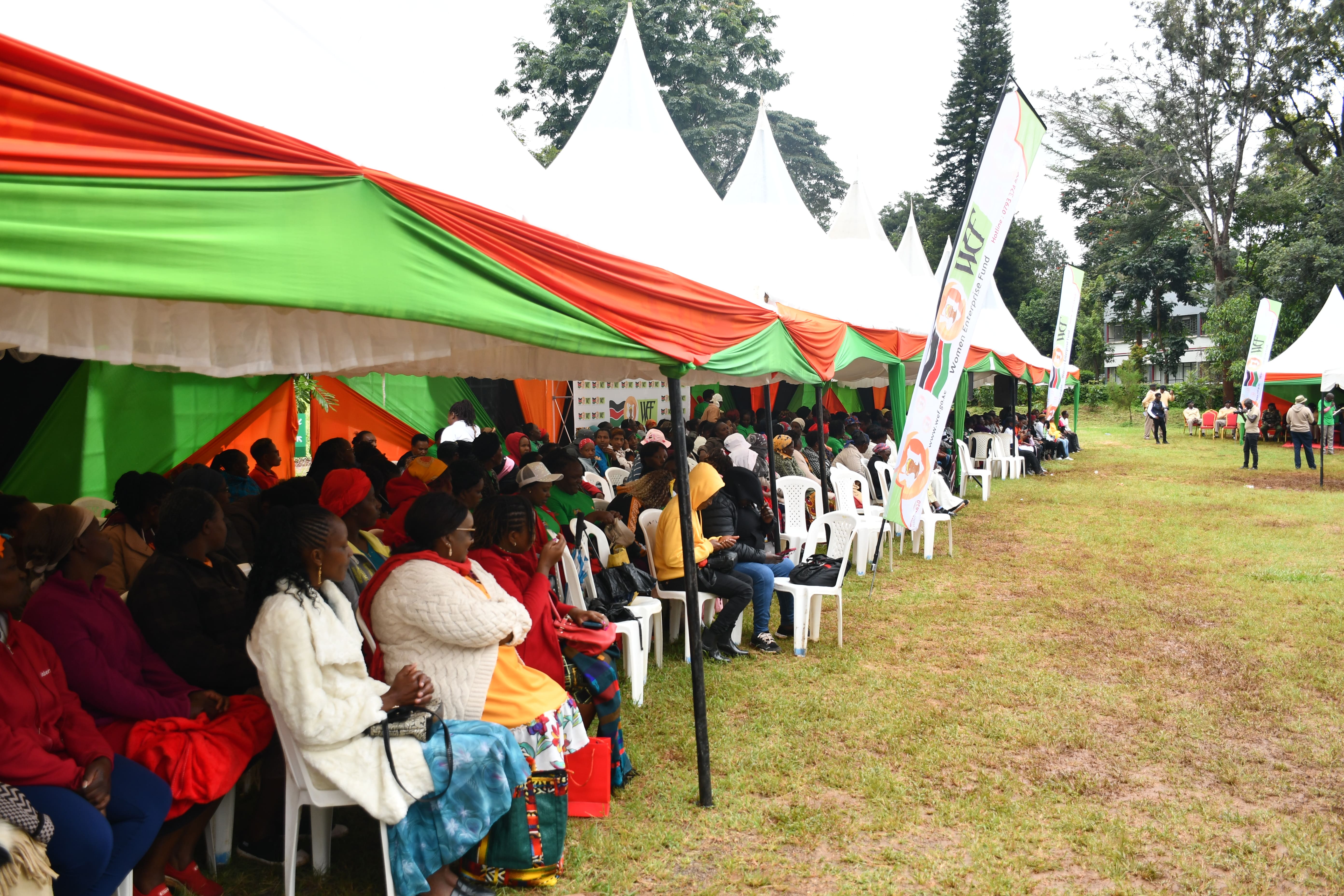 Women entrepreneurs follow proceedings during the Women Empowerment Forum at Kiambu National Polytechnic.