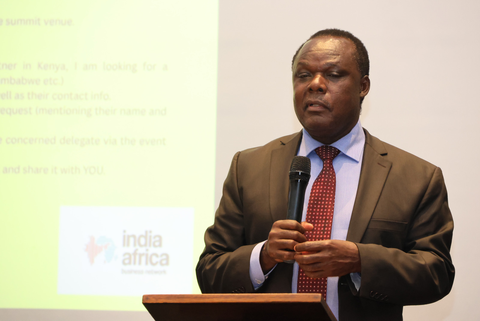 1. Industry PS, Dr. Juma Mukhwana addressing partici- pants during the 5th –India-Africa Entrepreneurship & Investment Summit in Nairobi.