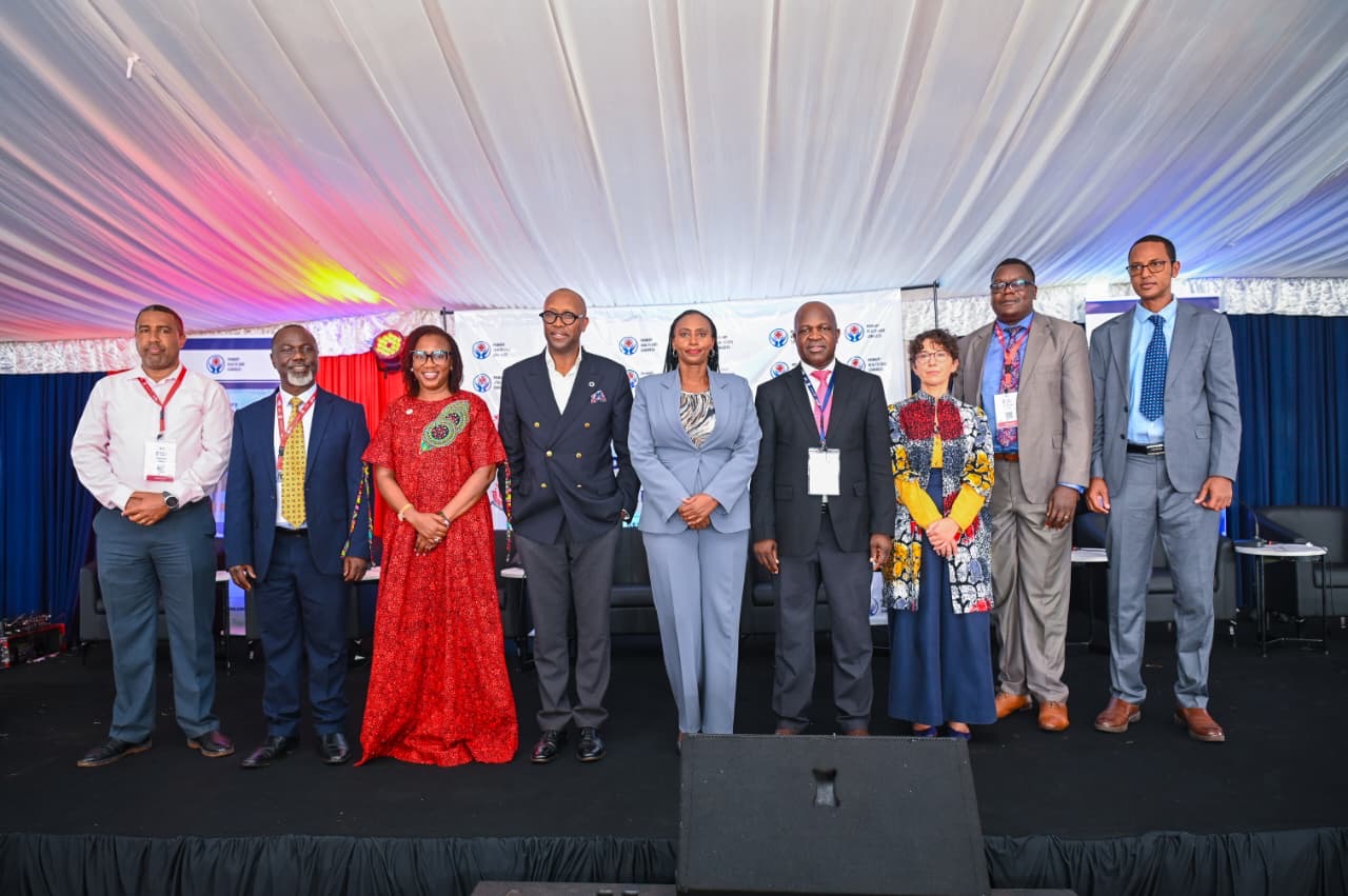 Principal Secretary for Public Health and Professional Standards Mary Muthoni delivers remarks on behalf of Health CS Aden Duale during the opening of the 2nd Primary Health Care Congress at Amref International University, Nairobi.