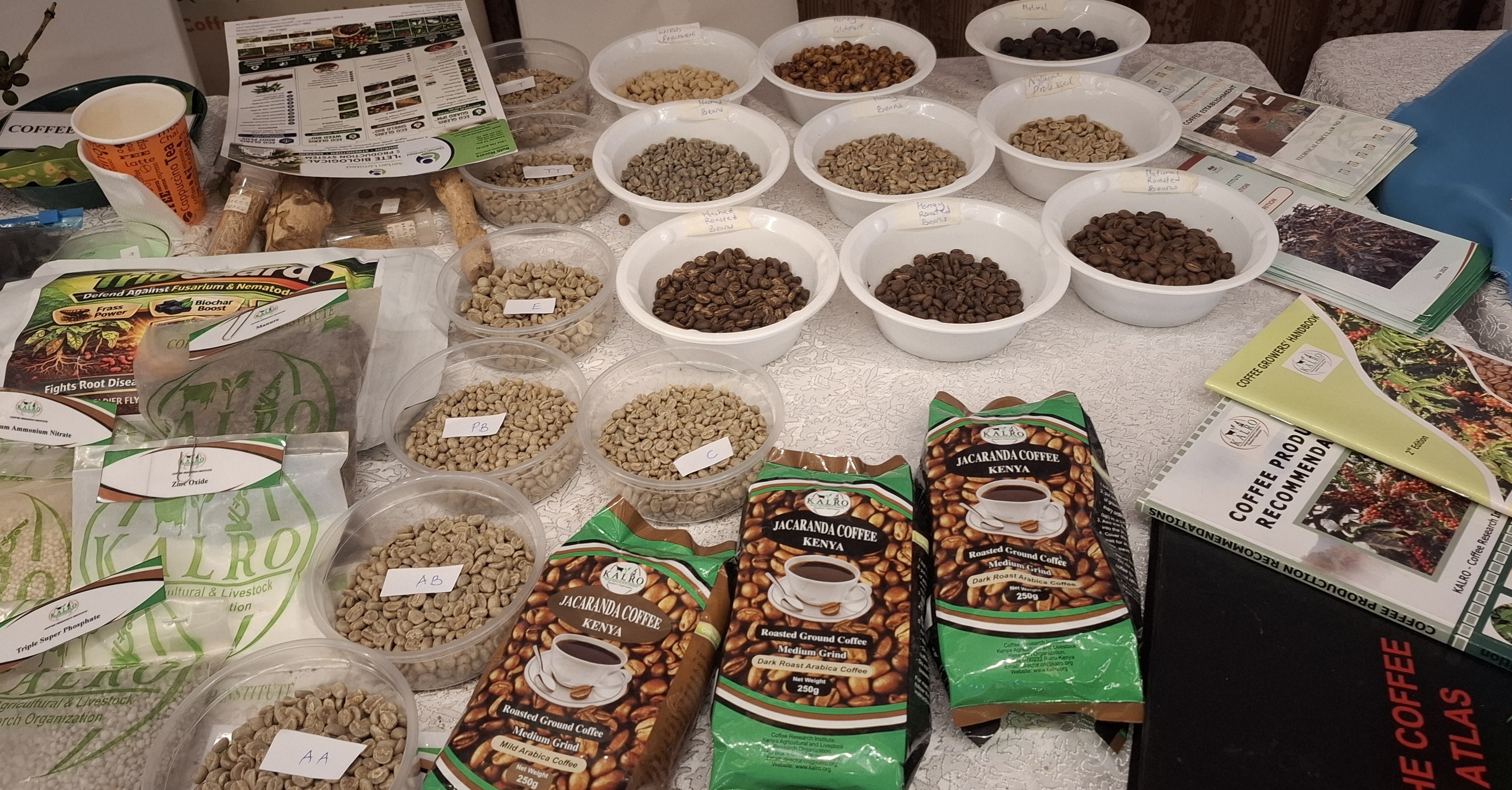 Various coffee beans displaced at the 2026 HiH local private sector forum geared towards transforming Kenya’s coffee