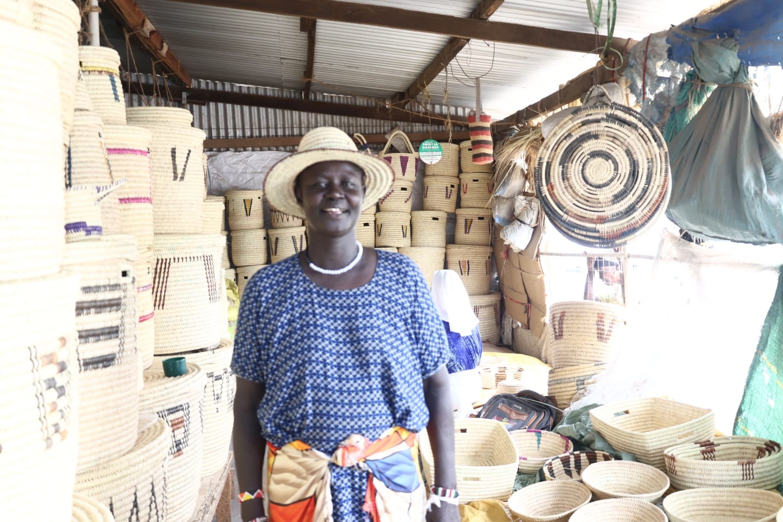 Beatrice Akiru Nabwin, Chairperson of the Lodwar Market Weavers Group. Photo/BENADETTE OWADE.