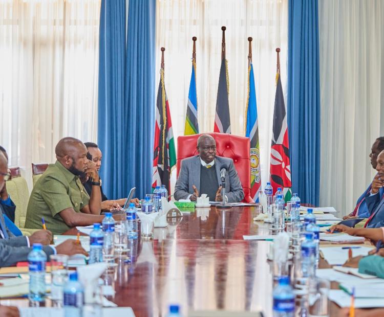 Deputy President when he hosted Inter-ministerial Meeting on the Status Update for Tea and Coffee Reforms at Karen Residence, Nairobi on August 26, 2024.Present were Government officials led by Cabinet Secretaries Wycliffe Oparanya (Ministry of Co-operatives and Micro, Small and Medium Enterprises (MSMES) Development) and Dr. Andrew Karanja (Ministry of Agriculture and Livestock Development) together with the Chairperson, Senate Committee on Agriculture, Livestock and Fisheries Kamau Murango