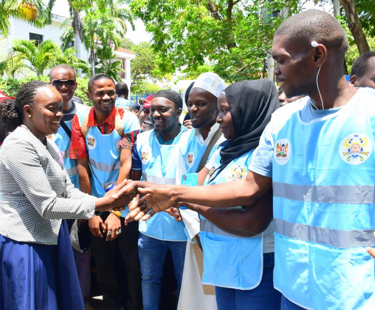 Cabinet Secretary (CS) for Heal Community Health Volunteers (CHVs) and Health CS Deborah Mulongo at the Coast region health facility.  Photos/Andrew Hinga