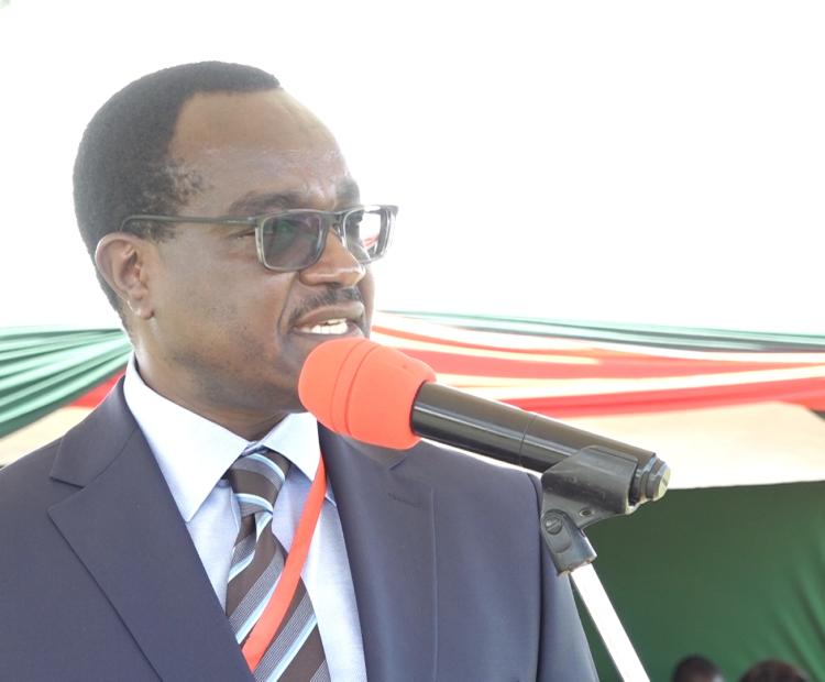 Education Cabinet Secretary Julius Ogamba speaking in Nakuru.   Photo/Megg Njoki 