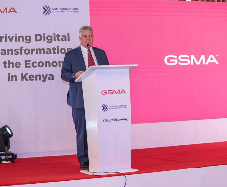 GSMA Chief Regulatory Officer John Giusti giving his remarks at the Kenya digital economy report launch in Nairobi