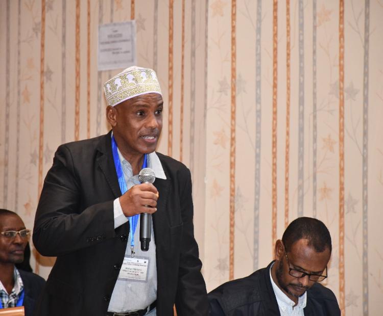 The Director of Livestock Development Mr. Bashir Fille Elmi  at the National Feeds Emergency Response workshop in  Naivasha