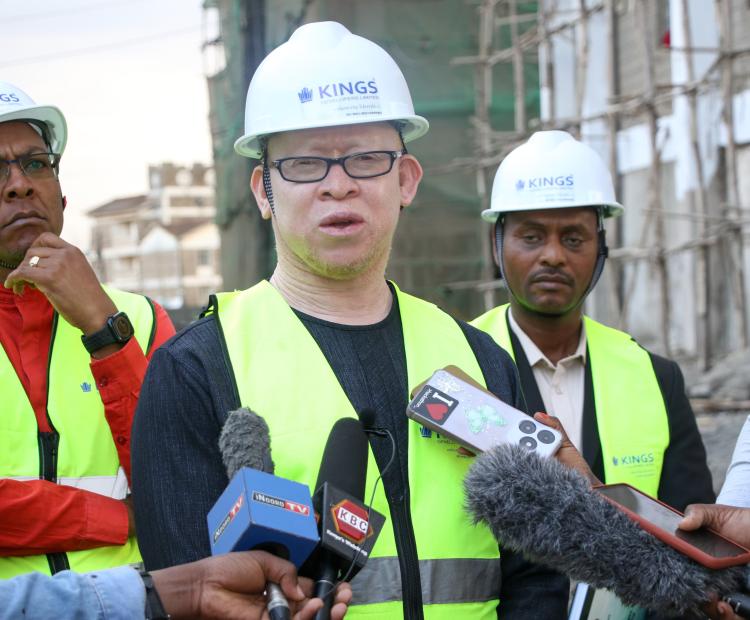 Government spokesperson Isaac Mwaura inspecting progress of some 1,050 housing units under the affordable housing programme in Ruiru Town.