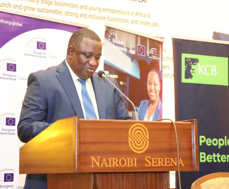 Cabinet Secretary for Investment, Trade and Industry, Salim Mvurya speaking during the stakeholders’ dialogue on Investing in Young Businesses in Africa in Nairobi.