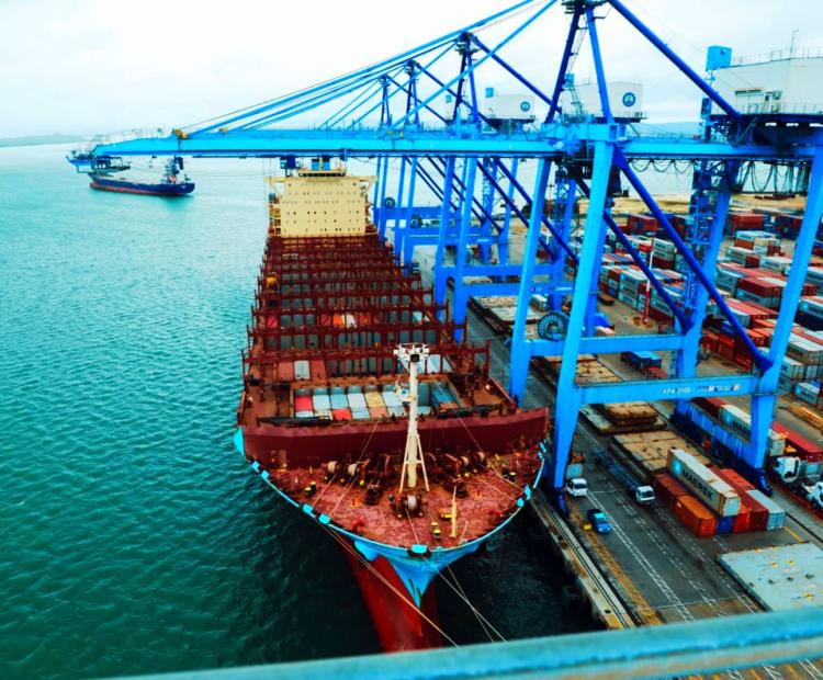 An aerial of a docked vessel at the Port of Mombasa. The Port has recorded improvements. Photo/Andrew Hinga