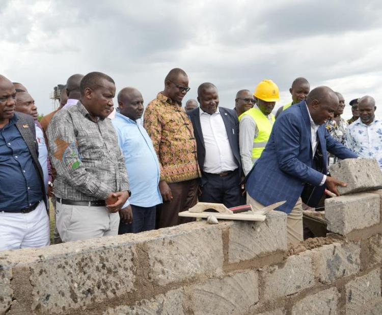 Chief of Staff and Head of Public Service, Felix Koskei (R), during the ground breaking ceremony of the Madaras Senior School and International Curriculum Campus in Nyatike Sub-county-Migori. Photo by Geoffrey Makokha.