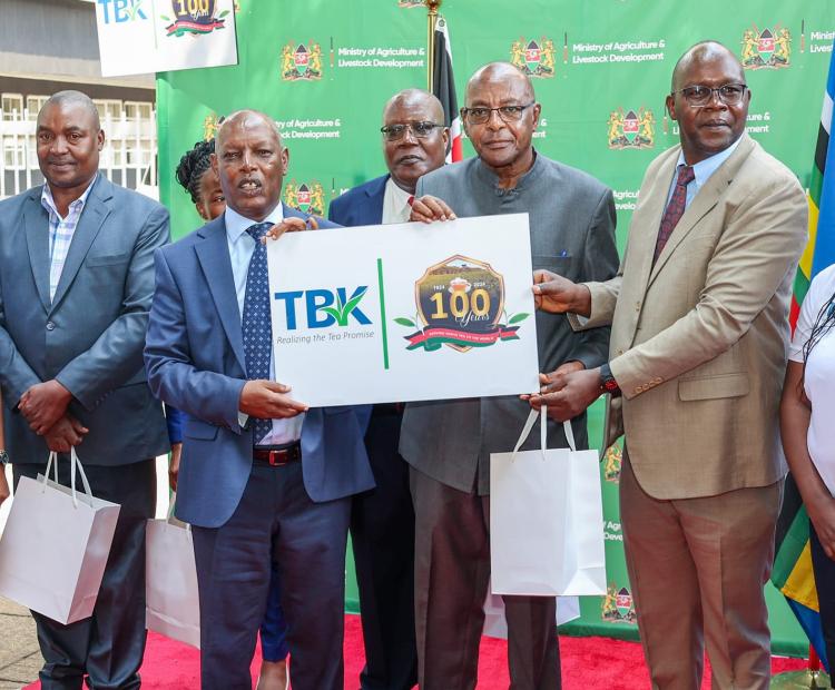 Agriculture and Livestock Development Cabinet Secretary (CS) Dr. Andrew Karanja speaking in Nairobi during the launch of the Kenya tea industry centenary celebrations hosted by the Tea Board of Kenya (TBK). Photo/Joseph Ng’ang’a.