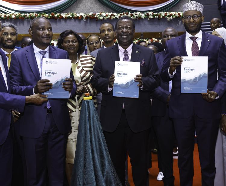  Prime Cabinet Secretary Musalia Mudavadi (third from right) during the launch of projects funded under the Equalisation Fund at the Kenyatta International Convention Centre.