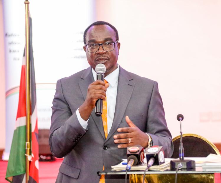 ducation Cabinet Secretary Julius Migos Ogamba during a stakeholder engagement on CBC at the Kenya Institute of Curriculum Development . 