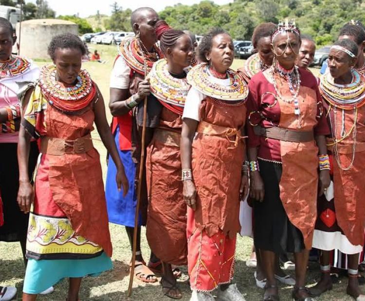 Yiaku people during a tree planting at Kurikuri comprehensive school in Laikipia North. Photo/Martin Munyi