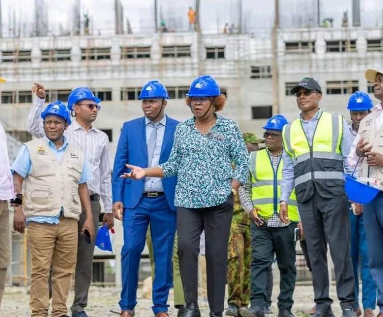 Alice Wahome Cabinet Secretary for Lands, Public works, Housing and Urban Development during an inspection tour of 220 Affordable Housing units in Machakos. PHOTO/ANNE KANGERO