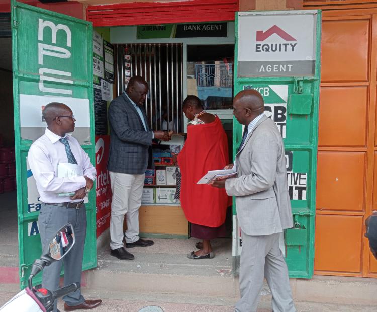 Principal Secretary for Social Protection Joseph Motari conducting spot checks at Ngong to monitor the ongoing Inua Jamii cash transfer payments. PHOTO/DIANA MENETO