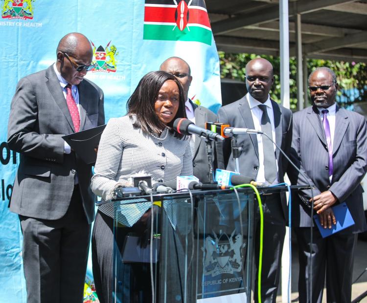 Health Cabinet Secretary (CS), Dr. Deborah Mlongo Barasa,  addressing the media on Wednesday 5th February, 2025  at Afya House, Nairobi, during the Taifa Care weekly media  briefing, in which she promised the continuity of healthcare  services, despite the emerging challenges.