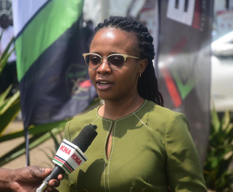 State Department for Blue Economy Principal Secretary  (PS) Betsy Njagi during the interview with KNA in  Kisumu County. Photos/Chris Mahandara.