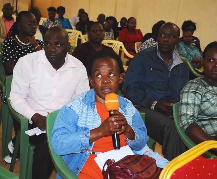 Jemima Mwayi from Mumias East presenting her views on the Correctional Service Bill of 2025 at Kakamega aimed at streamlining the correctional service in the country. Photo/Albert Muteshi