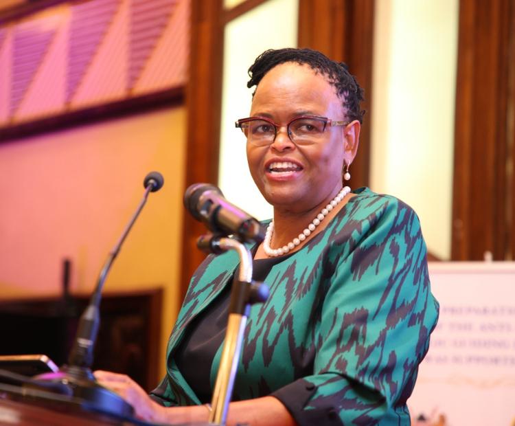 Chief Justice Martha Koome speaking during the launch of the National Council on the Administration of Justice (NCAJ) Anti-Corruption Strategic Guiding Framework for the Justice Sector in Nairobi.