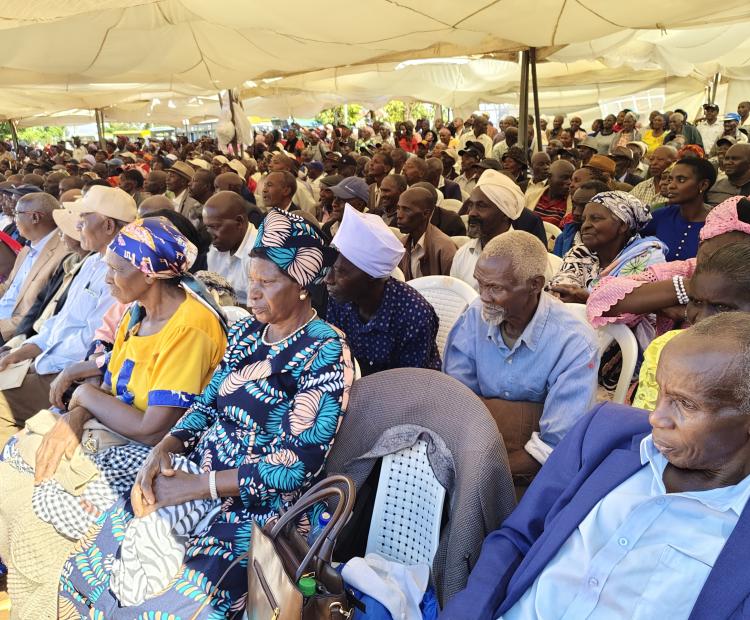 Coffee farmers participate in an open day activity held at Ihura stadium in Murang’a.
