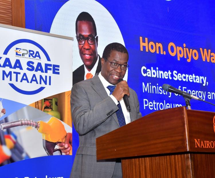 Energy and Petroleum Cabinet Secretary James Opiyo Wandayi, speaking during the  Kaa Safe Mtaani launch