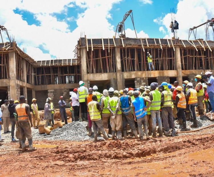 The ongoing construction of a new Sh650 million vehicle inspection centre in Makongeni in Thika Town.