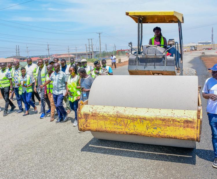 eputy Chief of Staff Eliud Owalo inspects construction of Mamboleo Junction–Miwani–Chemelil Muhoroni–Kipsitet road, Kisumu County.