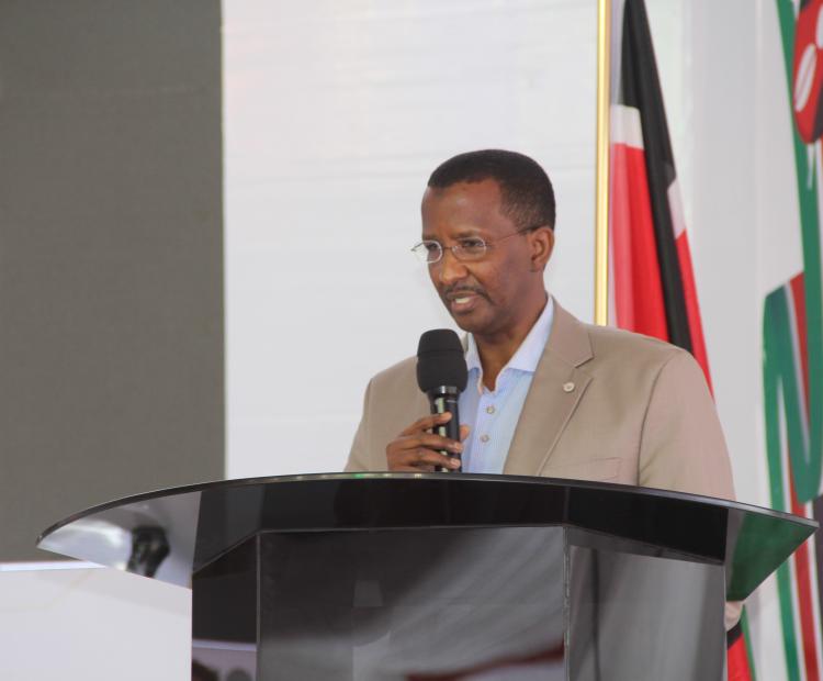 Independent Policing Oversight Authority (IPOA) chair Issack Hassan makes his remarks during the final day of Second Annual Regulatory Authorities and Agencies Conference held at the University of Eldoret. Photo/ Ekuwam Sylvester