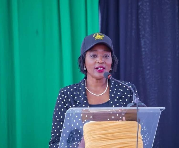 Defense Cabinet Secretary (CS) Soipan Tuya during the keel laying ceremony for a new ferry in Kisumu