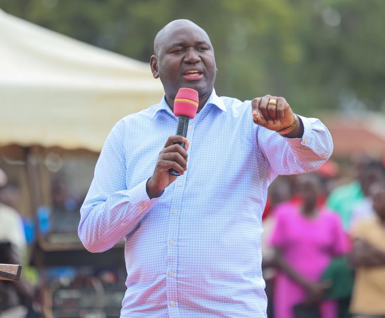 Basic Education PS, Amb. Prof Julius Bitok, addressed parents and learners at Esumeyia Secondary School in Kakamega.