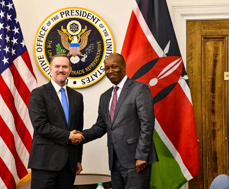 United States Trade Representative (USTR), Ambassador Jamieson Greer(left), with Cabinet Secretary for Investments, Trade and Industry, Lee Kinyanjui (right), during Kenya–US trade talks in Washington, D.C