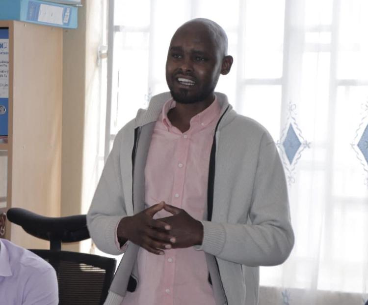 Narok County Executive Committee Member (CECM) in charge of Health Antony Namunkuk speaks during the donation of the AI enabled digital X-ray machine.