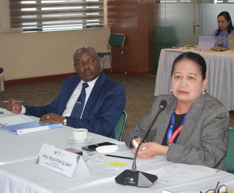 Labour and Skills Development Principal Secretary with Philippines’ Department of Migrant Workers (DMW), Secretary Ms. Felicitas Bay (above) and Assistant Secretary for Policy and International Cooperation, Mr. Levinson Alcantara (below), in Manila.