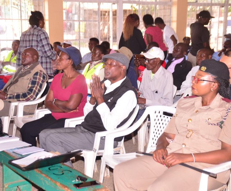 Participants follow proceedings at the Mbotela Social Hall when the Athi Water Works Development Agency (AWWDA) unveiled a pioneering trenchless pipeline project to modernize Nairobi’s ageing water network.