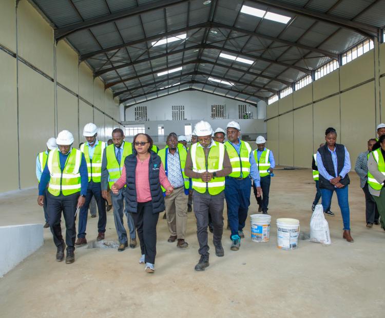 Kirinyaga County Governor Anne Waiguru , leads a multi-agency team, during a project inspection tour of the County Aggregation and Industrial Park