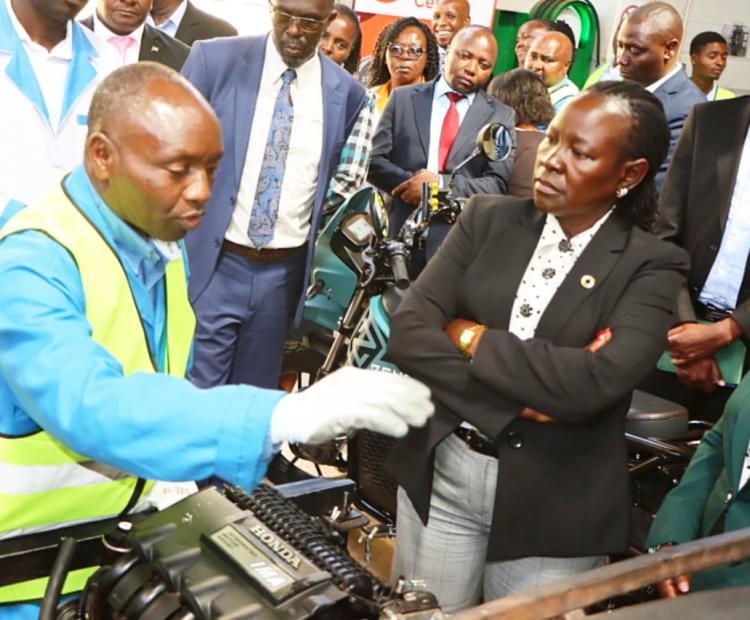 Principal Secretary, State Department for TVET, Dr. Esther Muoria, at Nyeri National Polytechnic, Nyeri during the opening of the national workshop for alignment of CBET curriculum.