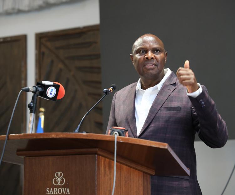 The Chief of Staff and Head of Public Service, Felix Koskei delivers a keynote address during the 5th Regional Quality Conference organised by the Kenya Bureau of Standards. PHOTO: ANDREW HINGA/KNA