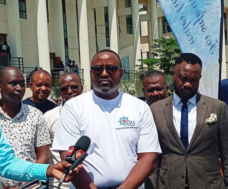 Kenya Maritime Authority (KMA) Nyanza Regional Director, Henry Mosaru, and other officials from KMA, at Bandari Maritime Academy, speaks to the media at Tom Mboya University. PHOTOS BY SITNA OMAR, KNA