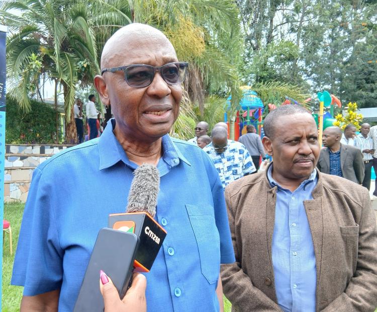 Nuclear Power and Energy (NuPEA) board chairman Eng. Lawrence Gumbe addressing the media in Kisumu on Wednesday, April 15, 2026 during an induction workshop for Siaya leaders on nuclear energy.
