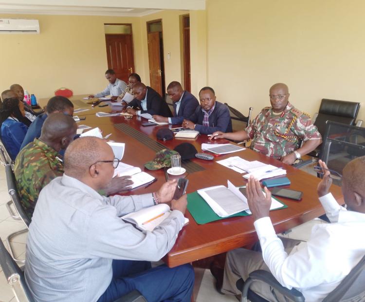 Tharaka Nithi County Multiagency Committee on Illegal Gambling, during their inaugural meeting at the County Commissioner’s Boardroom in Kathwana recently PHOTO: CHRISTINE NGITORI