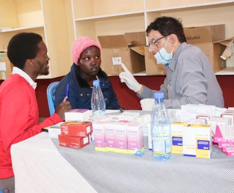 An ENT specialist reviews a throat patient during the ENT medical camp at Michuki national polytechnic, Kangema constituency, Murang’a county. Photos by Florence Kinyua.