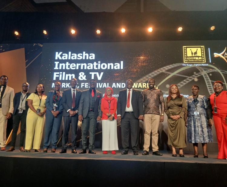 Officials from the Ministry of Youth Affairs, Creative Economy and Sport during the Kalasha International Film and TV Market Festival and Awards 2026 in Nairobi. PHOTO: CELESTINE LOMOLIJAH