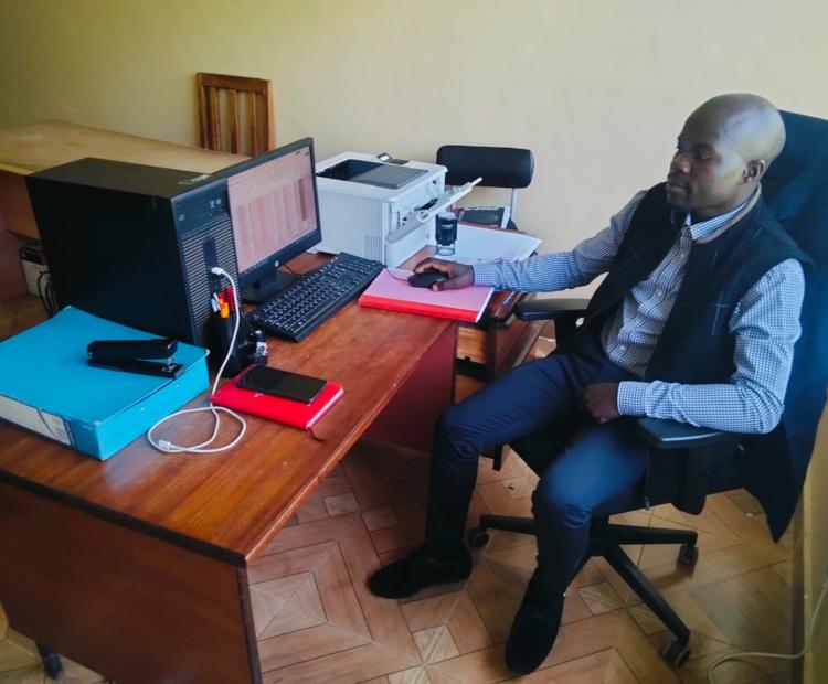 Sabatia Sub County Civil Registrar, Edwin Nganga, in his office. PHOTO: MAUREEN IMBAY