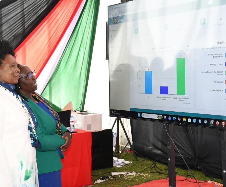ender, Culture and Children Services Cabinet Secretary Hanna Wendot (right) joined by Board Chair of the Street Families Rehabilitation Trust Fund Mary Wambui (second right) during the launch of the 2025 National Census for Street Families report.