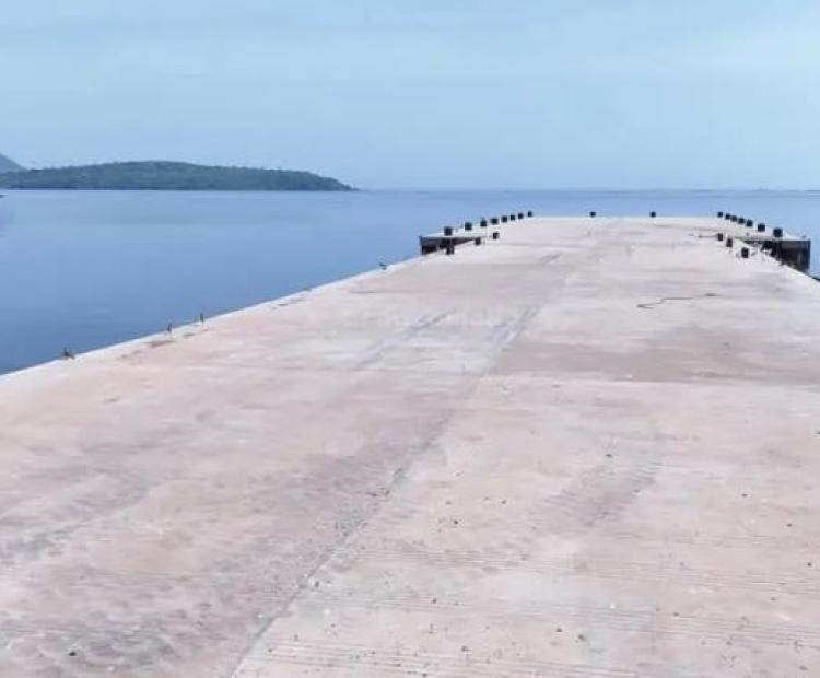 A photo of the ferry ramp at the Sh500 million Homa Bay pier that is being rehabilitated to serve as vital maritime link to Kisumu, Kendu Bay, Mbita, Uganda and Tanzania hubs.