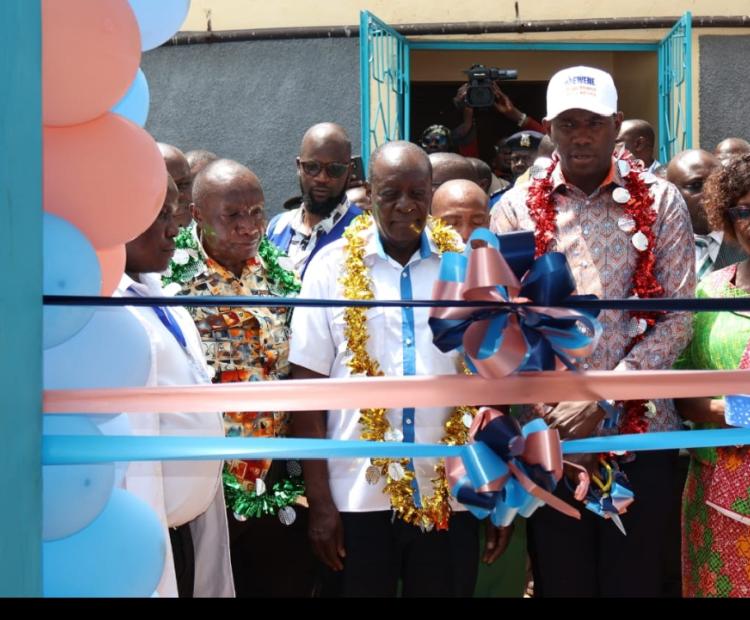 Principal Secretary for Medical Services Dr Ouma Oluga, Vihiga County Governor Dr Wilberforce Khasilwa Ottichilo and Vihiga Woman Representative Dorcas Adagala during the commissioning of Mulele Level 3 Hospital in Lugaga Ward, Vihiga County. Photo by Victor Zedy.
